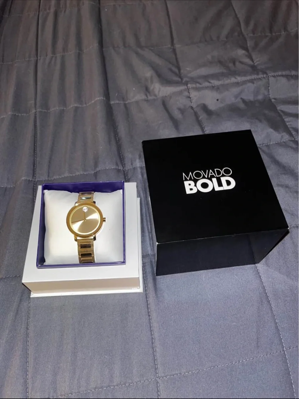 Movado Gold Womens Minimalist Bracelet Watch
